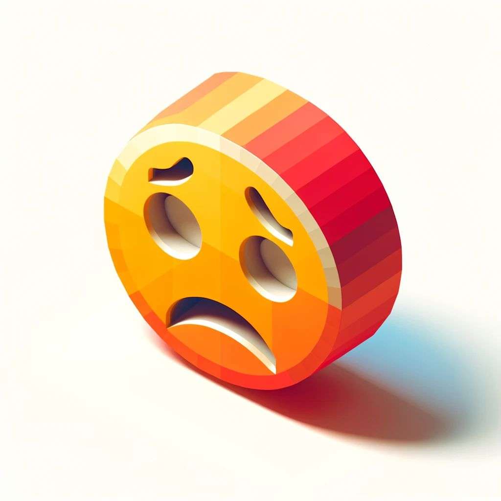 a brightly coloured, detailed icon of a representation of anxiety emoji, 3D low poly render, isometric perspective on white background
